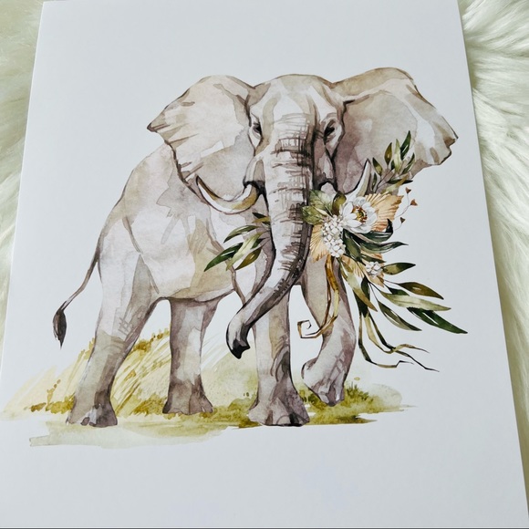Watercolor Elephant Wall Art Poster Print Unframed - Picture 15 of 17
